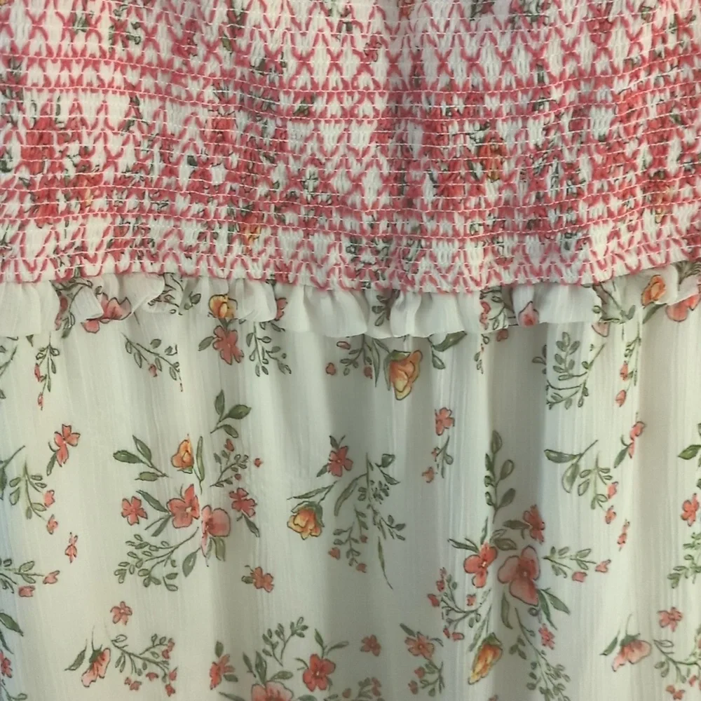 Floral Dress with Pink and Cream Accents - Picture 2 of 6